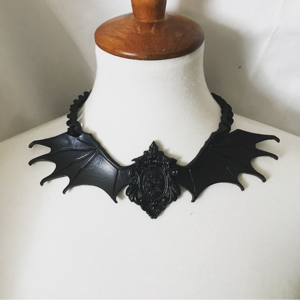 Black Latex Bat Wing Necklace